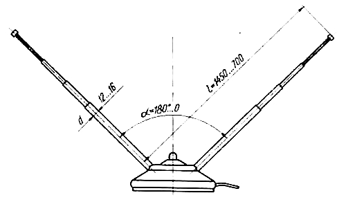 Общий вид комнатной телескопической телевизионной антенны (КТТА)